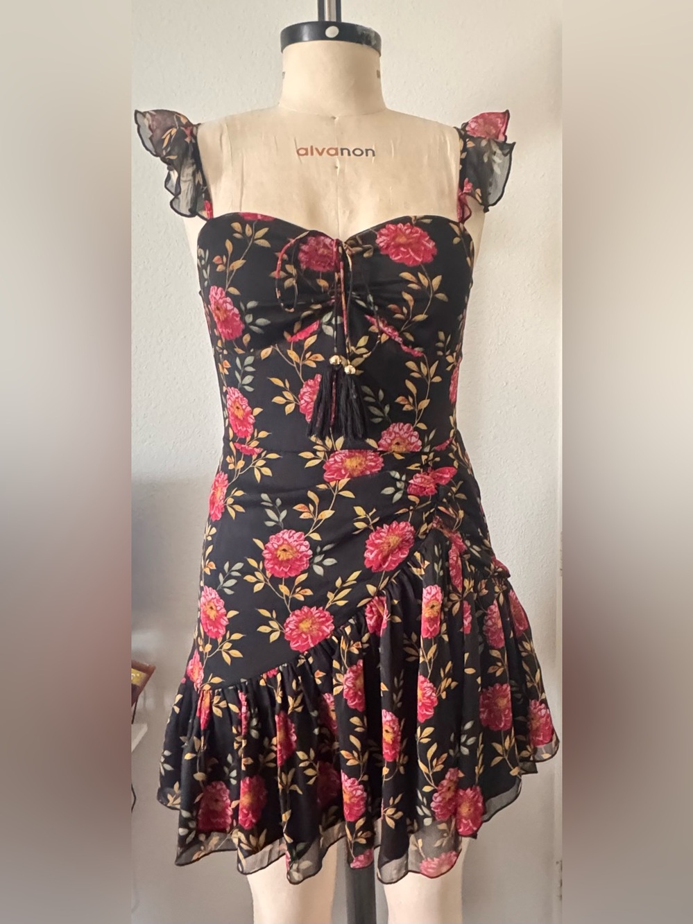 Two Sisters The Label Floral Ruffle Mini Dress | Sweetheart Neck | US 6 AU 10 - Picture 1 of 11